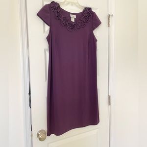 J.B.S. LTD Purple Dress with a scoop neckline adorned w1material roses, Size 18